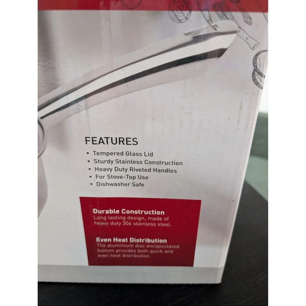 Parini Cookware 9.5 Inch Stainless Saute Pan Tempered Glass Lid Skillet Cooking